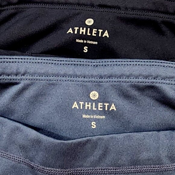 Athleta Cropped Leggings *2 PAIR* Navy and Blue with Burnout Panels - Picture 5 of 7